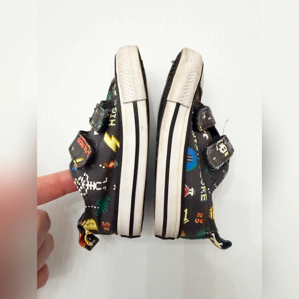 Converse Video Game Print Velcro Sneakers Shoes - 5